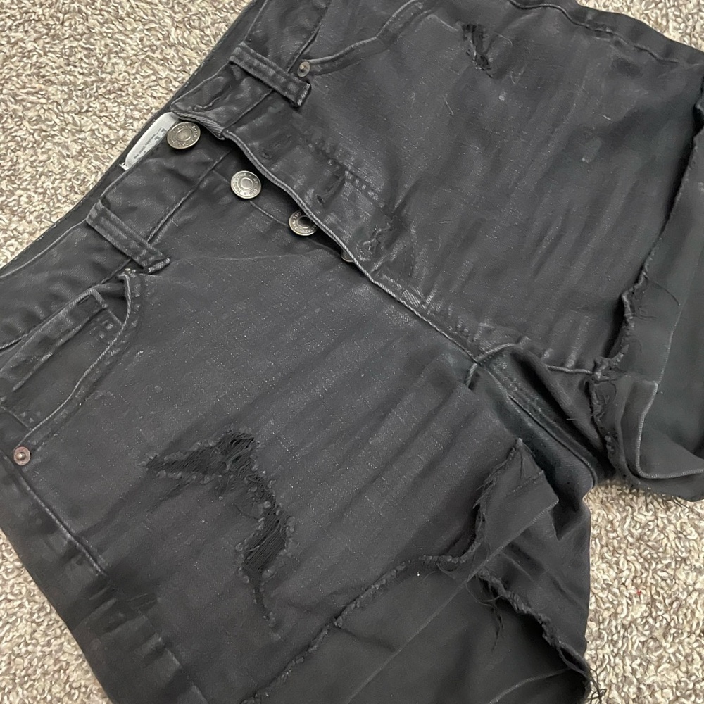 Classic black denim shorts